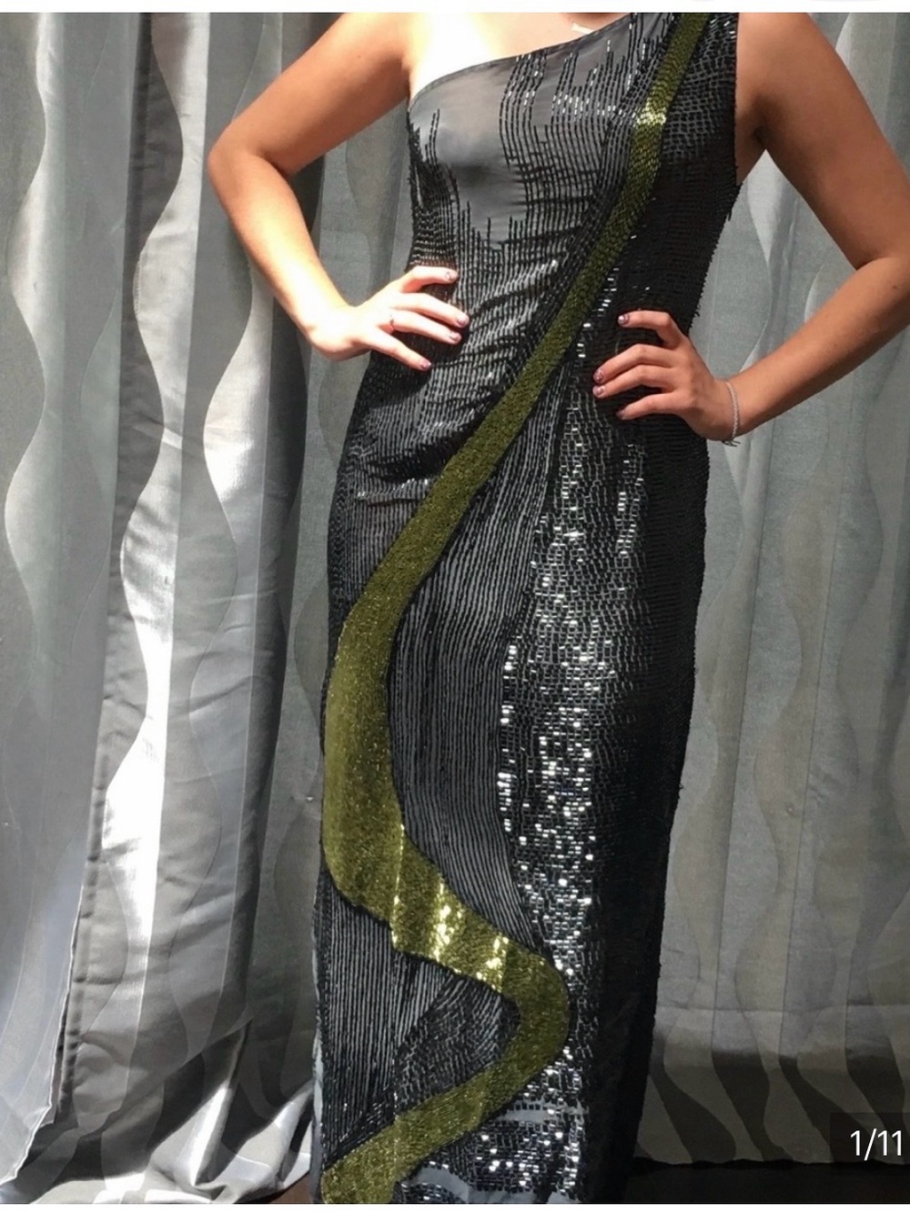 Embellish one shoulder dress Krizia rare collector evening gown